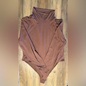 Shein Brown Women's Turtleneck Bodysuit